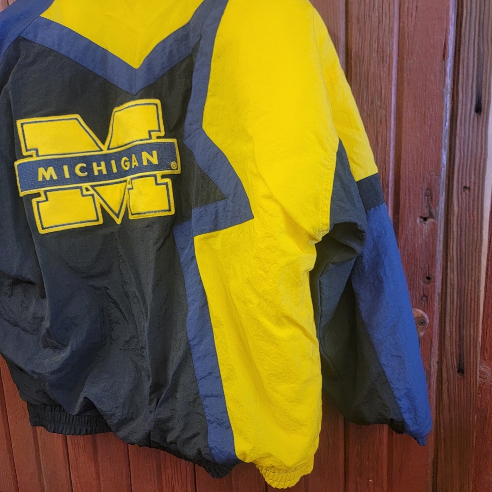 Apex University of Michigan Puffer Jacket Blue Yellow Size L Vintage 90s NCAA - Picture 8 of 11